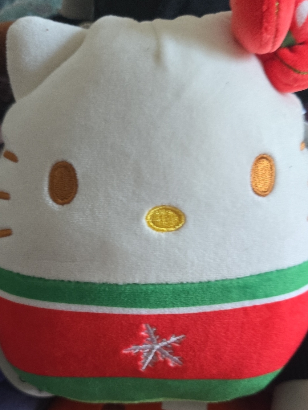 Hello Kitty Chrismas White and Red Holiday Plush Cat Decorative Pillow